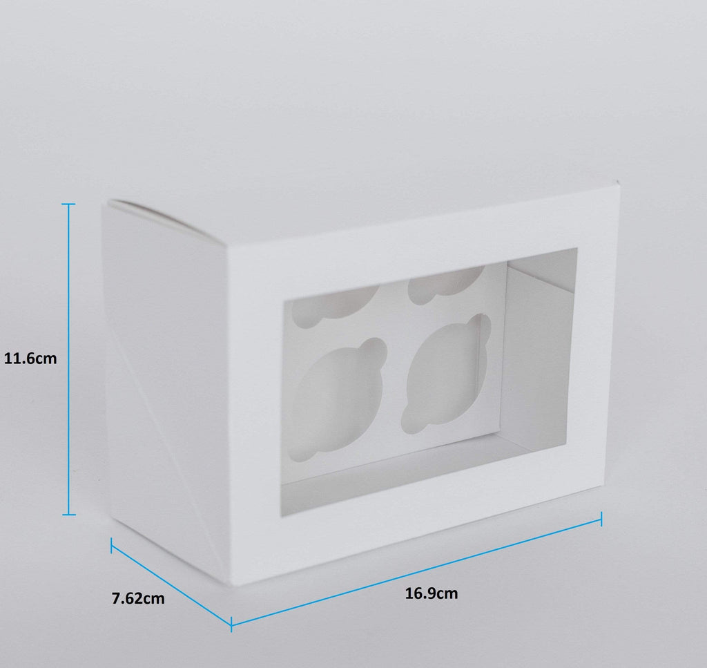 BOXXD™ CupcakeBoxes 6 Mini Cupcake Boxes with Clear Window - Gloss White