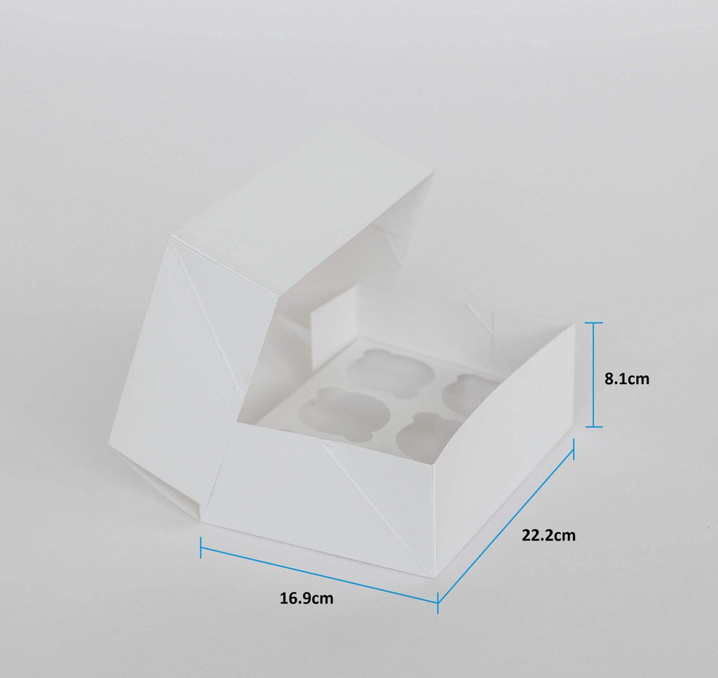 BOXXD™ CupcakeBoxes 6 Regular Cupcake Boxes with Clear Window - Gloss White