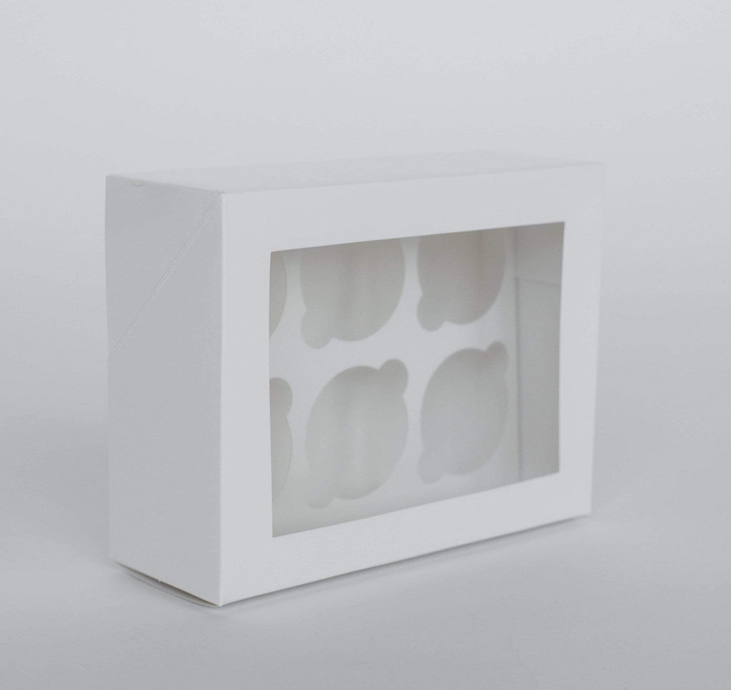BOXXD™ CupcakeBoxes 6 Regular Cupcake Boxes with Clear Window - Gloss White