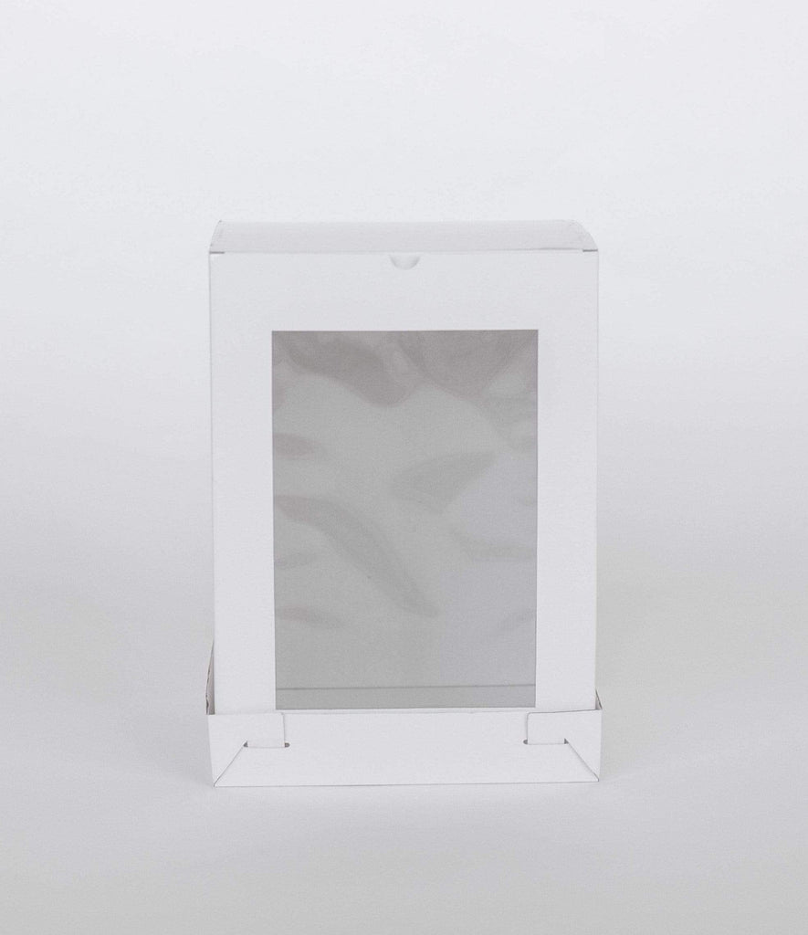 BOXXD™ CakeBoxes 8” x 8” x 14” Tall Height Cake Box with Front Clear Window - Gloss White