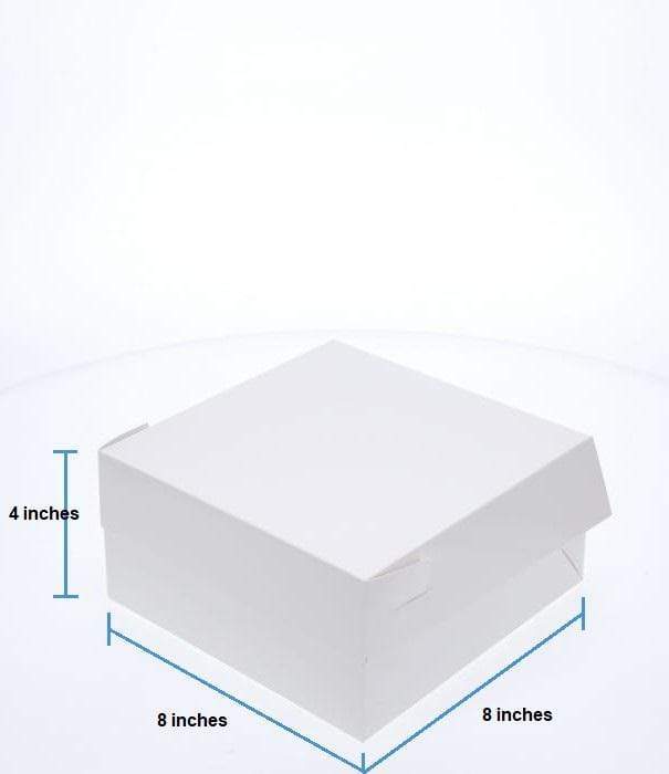 BOXXD™ CakeBoxes 8” x 8” x 4” Low Height Cake Dessert Box with Top Cover - Gloss White