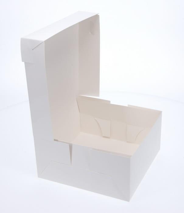 BOXXD™ CakeBoxes 8” x 8” x 4” Low Height Cake Dessert Box with Top Cover - Gloss White