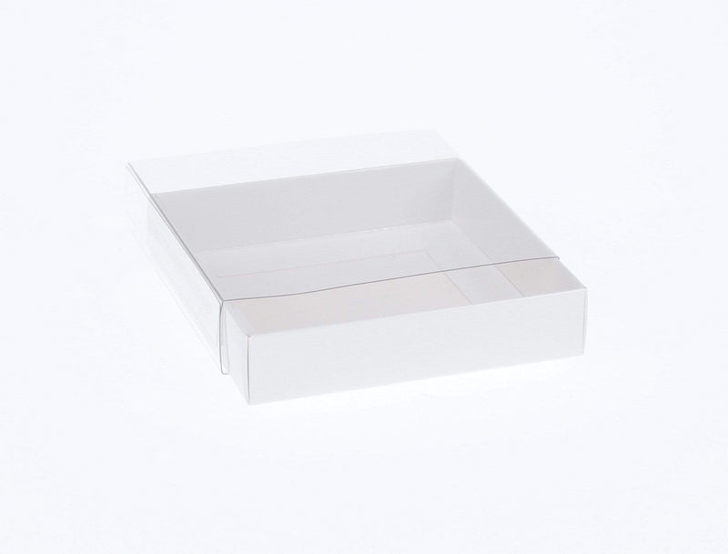 BOXXD™ CookieBoxes 9 x 9 x 2cm Single Cookie Dessert Box with Clear Slide Cover - Gloss White