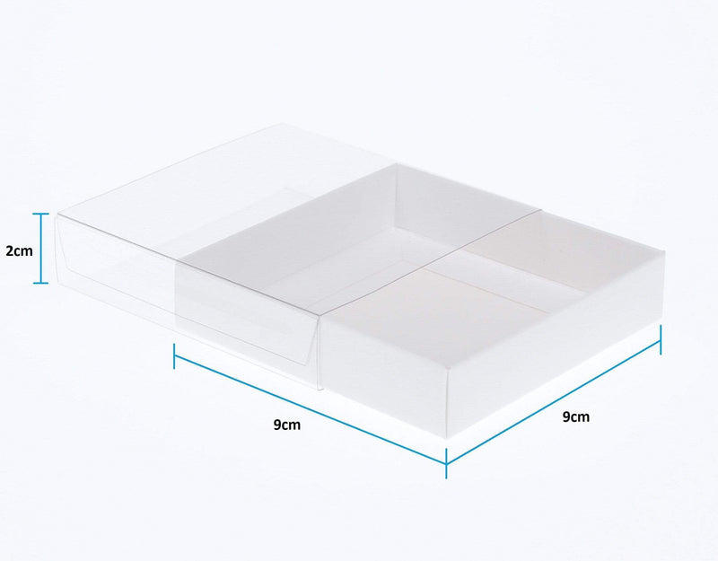BOXXD™ CookieBoxes 9 x 9 x 2cm Single Cookie Dessert Box with Clear Slide Cover - Gloss White