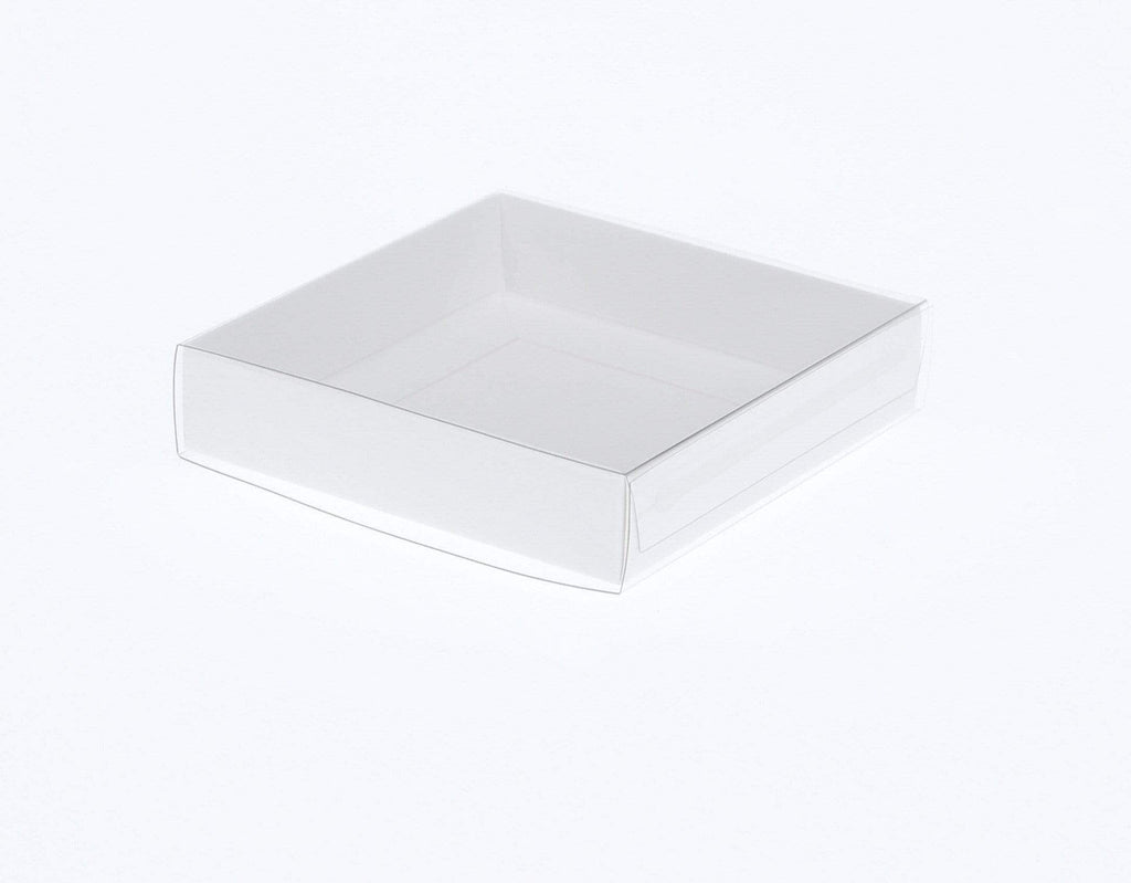 BOXXD™ CookieBoxes 9 x 9 x 2cm Single Cookie Dessert Box with Clear Slide Cover - Gloss White