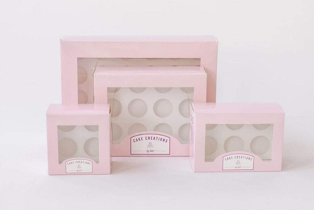 Custom Branded 4 Mini Cupcake Dessert Box with Insert